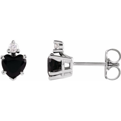 14 Karat White Gold Natural Black Onyx and .06 Natural Diamond Stud Earrings |$694
