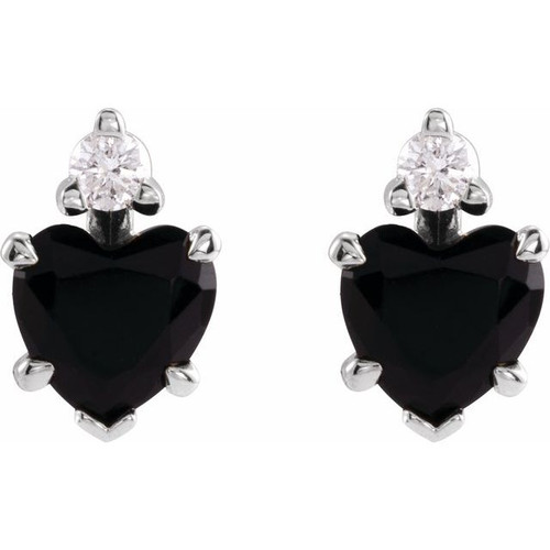Platinum Natural Black Onyx and .06 Natural Diamond Stud Earrings |$863