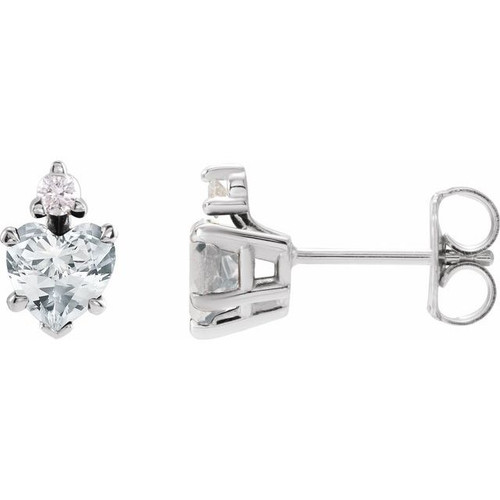 Sterling Silver Natural White Gold Sapphire and .06 Natural Diamond Stud Earrings |$869