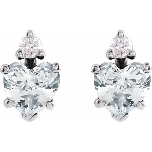 Platinum Natural White Sapphire & .06 Natural Diamond Stud Earrings