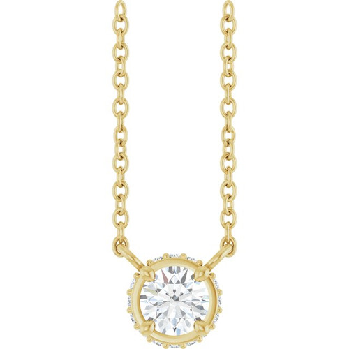 14K Yellow 1/4 CTW Natural Diamond Hidden Halo 18" Necklace