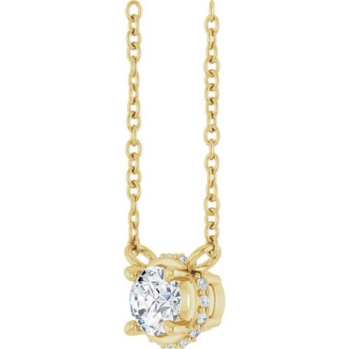 14K Yellow 1/4 CTW Natural Diamond Hidden Halo 18" Necklace