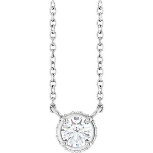 14K White 1/4 CTW Natural Diamond Hidden Halo 18" Necklace