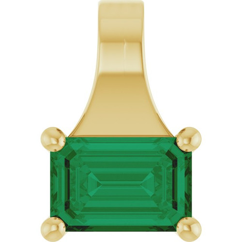 14K Yellow Lab-Grown Emerald Pendant