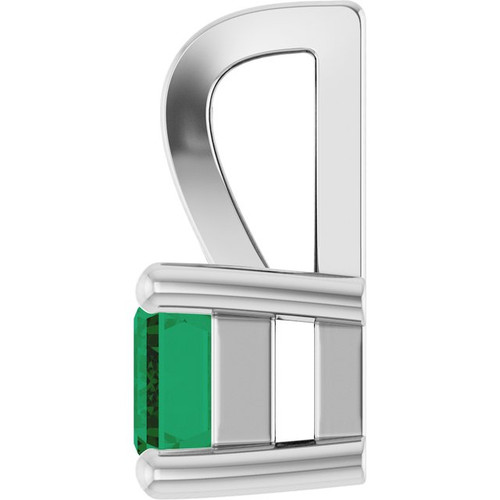 Sterling Silver Lab-Grown Emerald Pendant