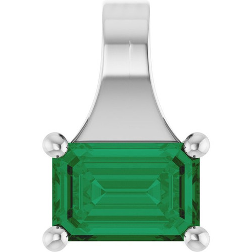 Platinum Lab-Grown Emerald Pendant