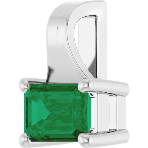 Platinum Lab-Grown Emerald Pendant