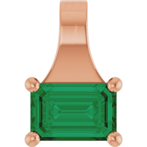 14K Rose Lab-Grown Emerald Pendant