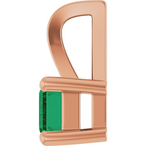 14K Rose Lab-Grown Emerald Pendant