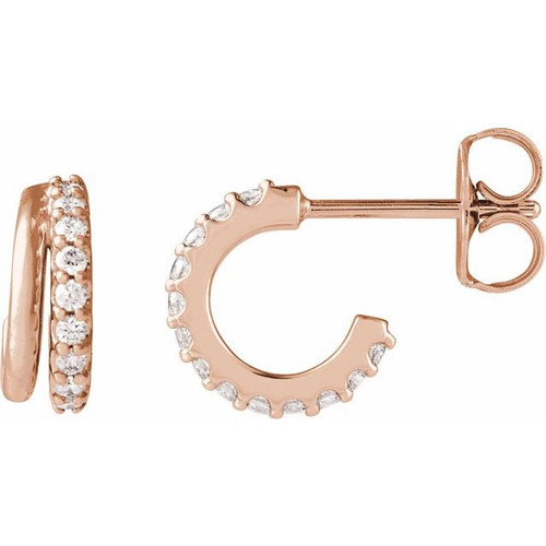14K Rose 1/6 CTW Lab-Grown Diamond Hoop Earrings