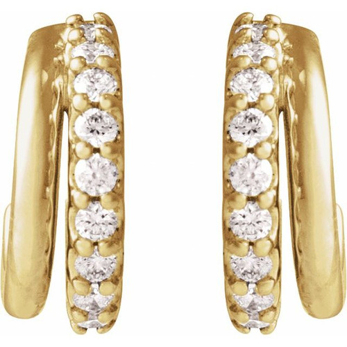 14K Yellow 1/6 CTW Lab-Grown Diamond Hoop Earrings