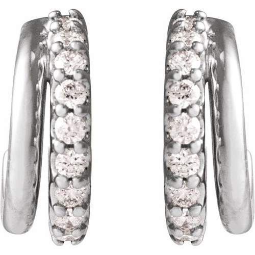 14K White 1/6 CTW Lab-Grown Diamond Hoop Earrings