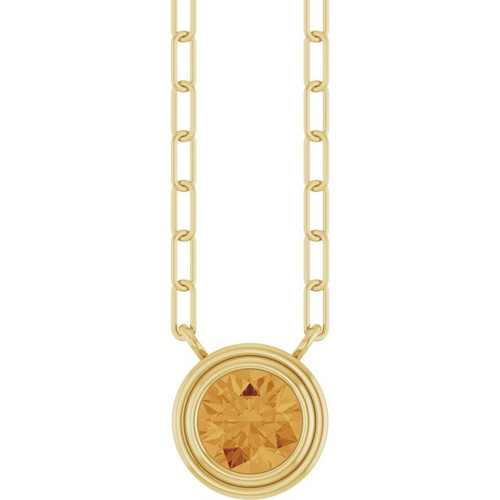 14K Yellow Natural Citrine 18" Necklace
