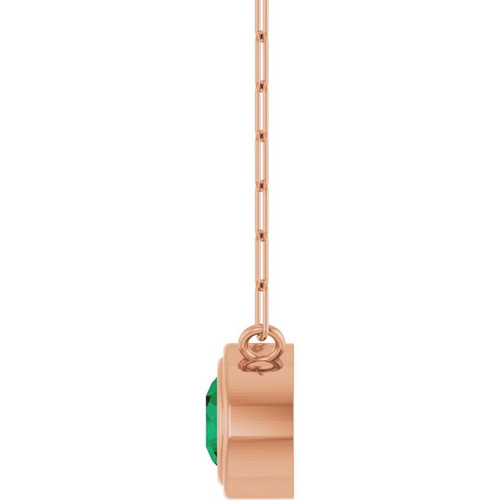 14 Karat Rose Gold Lab Grown Emerald Necklace 18 Inch, 5mm - $1,122