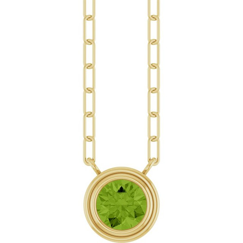 14K Yellow Natural Peridot 18" Necklace