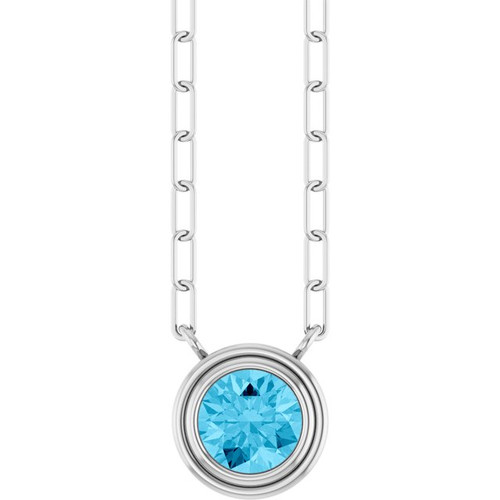 14K White Natural Aquamarine 18" Necklace