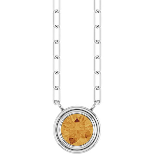 Sterling Silver Natural Citrine 18" Necklace