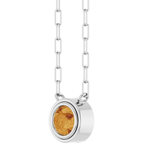 Sterling Silver Natural Citrine 18" Necklace
