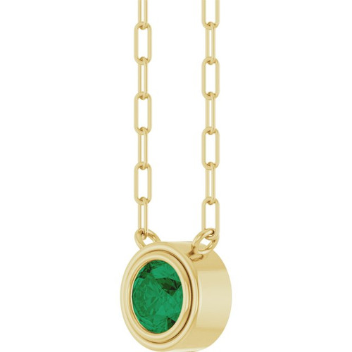14K Yellow Natural Emerald 18" Necklace