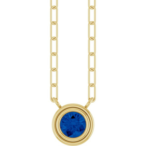 14K Yellow Natural Blue Sapphire 18" Necklace