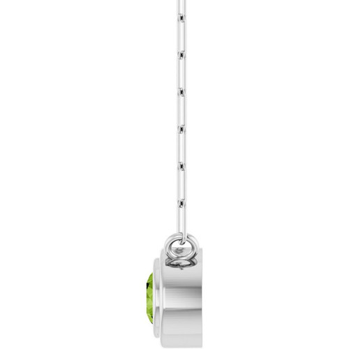 14K White Natural Peridot 18" Necklace