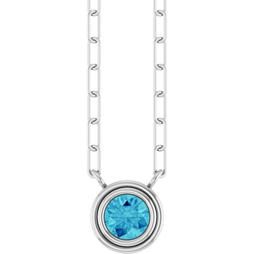 Sterling Silver Natural Blue Zircon 18" Necklace