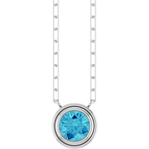 Sterling Silver Natural Blue Zircon 18" Necklace