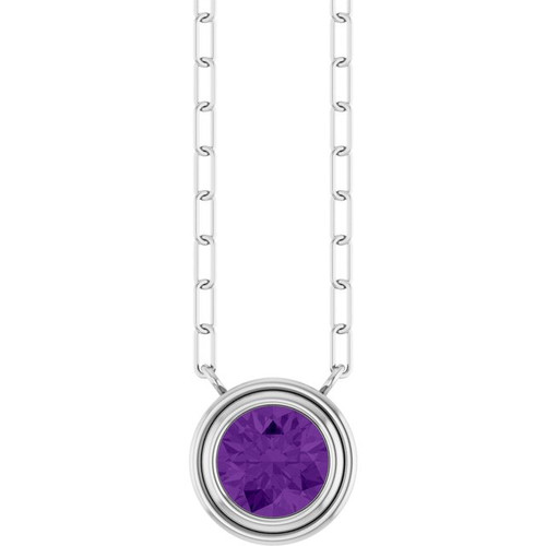 Sterling Silver Natural Amethyst 18" Necklace