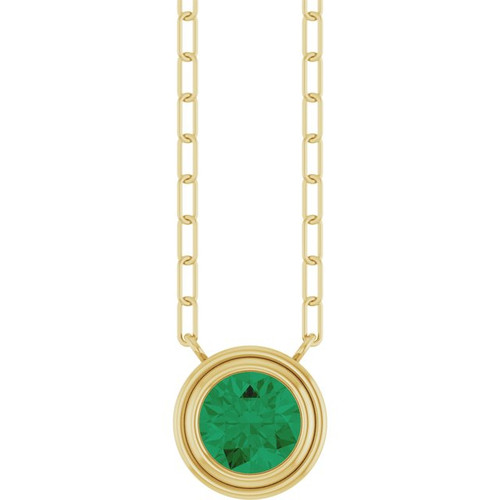 14K Yellow Natural Emerald 18" Necklace