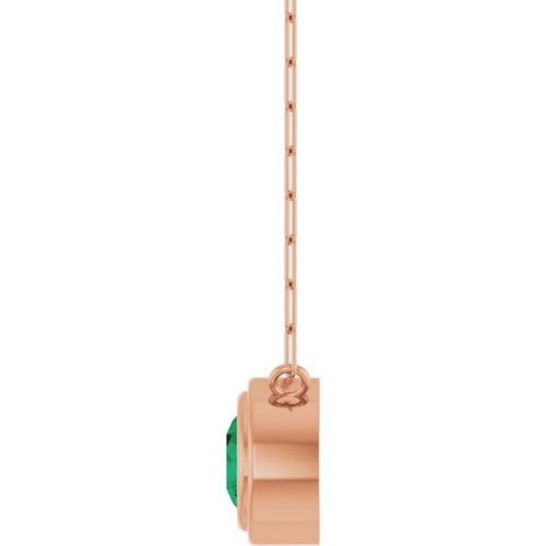 14K Rose Lab-Grown Emerald 18" Necklace