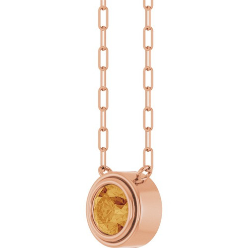 14K Rose Natural Citrine 18" Necklace