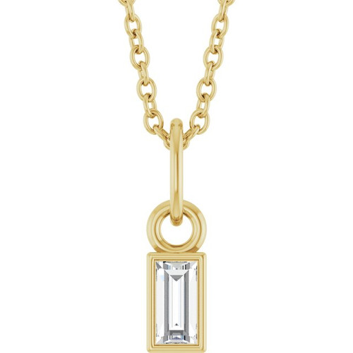 14K Yellow 1/10 CT Lab-Grown Diamond Bezel-Set 16-18" Necklace