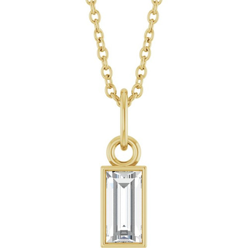 14K Yellow 3/8 CT Lab-Grown Diamond Bezel-Set 16-18" Necklace