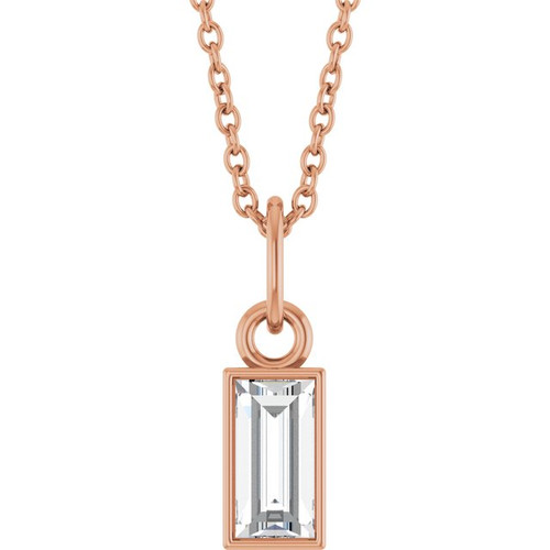 14K Rose 3/8 CT Lab-Grown Diamond Bezel-Set 16-18" Necklace