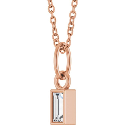 14K Rose 1/10 CT Lab-Grown Diamond Bezel-Set 16-18" Necklace