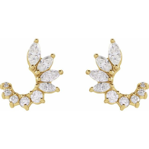 14K Yellow 1/2 CTW Natural Diamond Front-Back Earrings