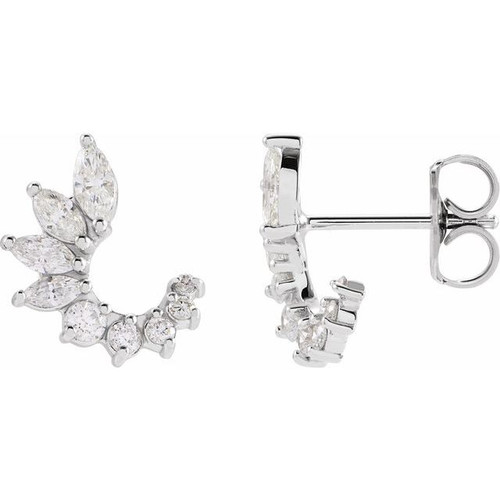 14K White 1/2 CTW Natural Diamond Front-Back Earrings