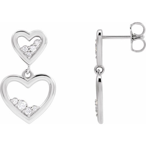 Platinum 1/5 CTW Natural Diamond Heart Earrings