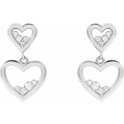 Platinum 1/5 CTW Natural Diamond Heart Earrings