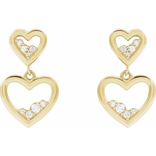 14K Yellow 1/5 CTW Natural Diamond Heart Earrings