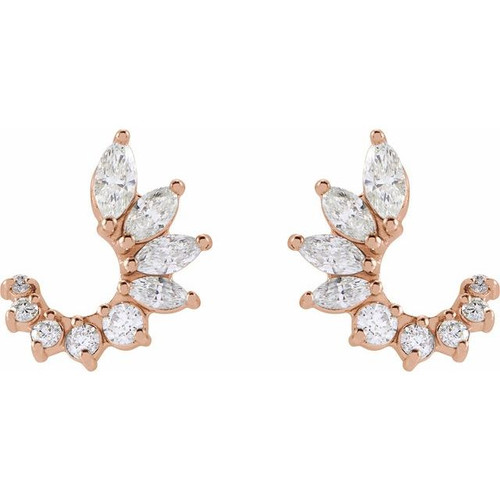 14K Rose 1/2 CTW Natural Diamond Front-Back Earrings