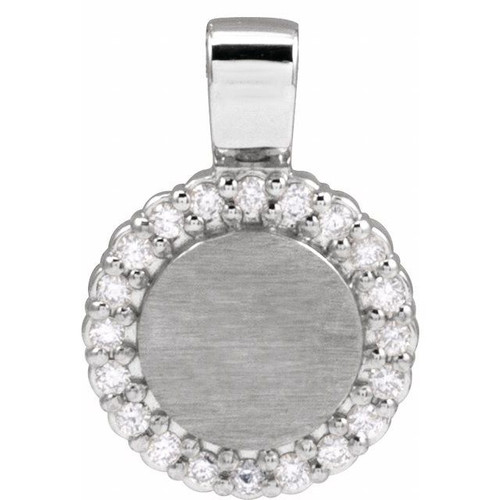 14K White 1/8 CTW Natural Diamond Pendant