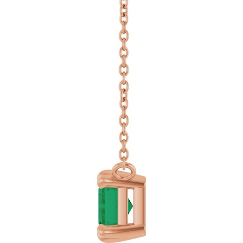 14K Rose Lab-Grown Emerald 18" Necklace