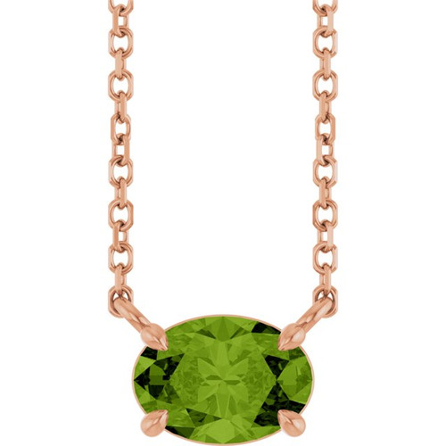 14K Rose Natural Peridot 18" Necklace