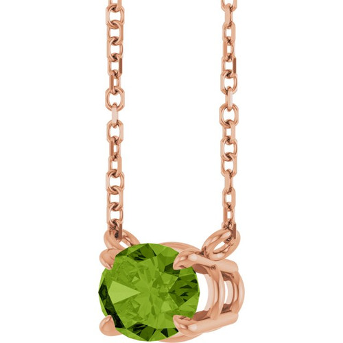 14K Rose Natural Peridot 18" Necklace