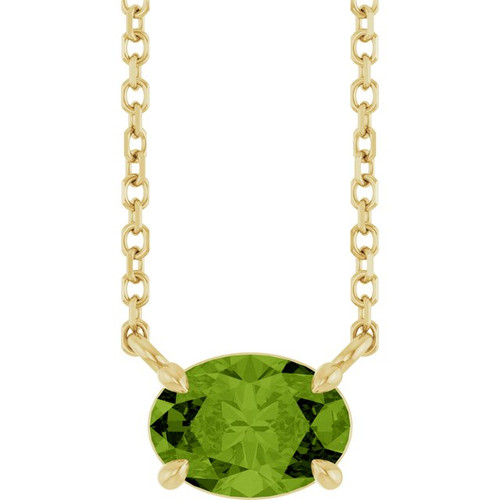 14K Yellow Natural Peridot 18" Necklace