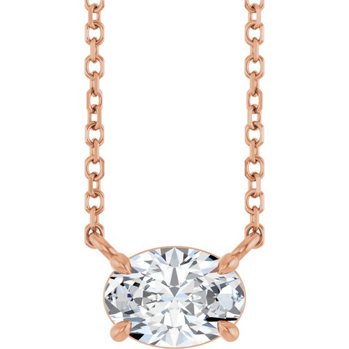 14K Rose Natural White Sapphire 18" Necklace