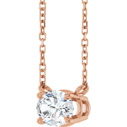 14K Rose Natural White Sapphire 18" Necklace