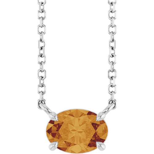 Sterling Silver Natural Citrine 18" Necklace