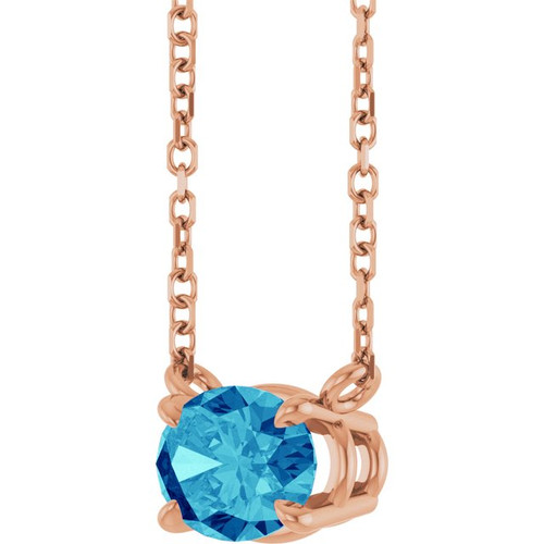 14K Rose Natural Blue Zircon 18" Necklace